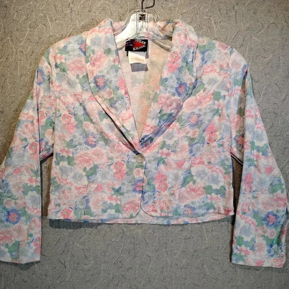 Sugar Kaine 2 pc Cullottes & Top Embroidered Floral Pink/Blue/White in Size 12 - Picture 2 of 15